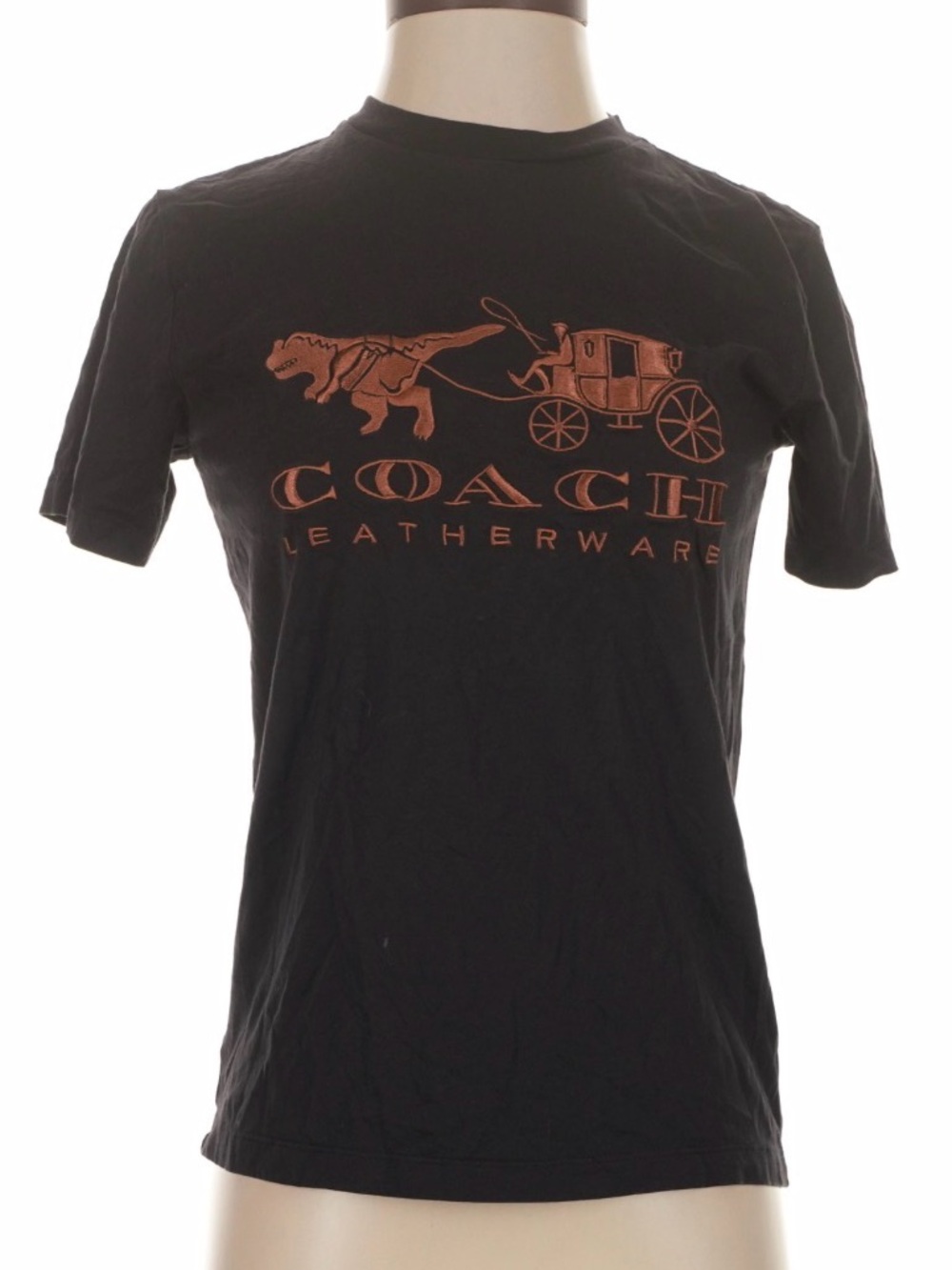 Coach Black Tee w/ Copper Logo Rexy Carriage Embroidered XS